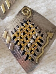 VTG SHARON M. DONOVAN MICHIGAN EARRINGS & PIN 14KT GOLD STERLING AWESOME DESIGN