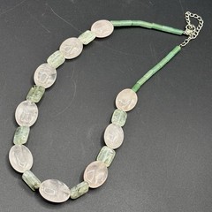Phrehnite & Adventurine Stone Bead Necklace