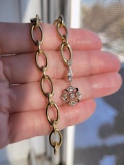 Antique Edwardian 18K Old European Cut Diamond Pendant Platinum-Topped Snowflake