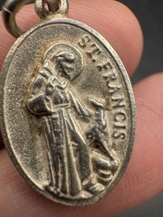 VTG Antique Sterling Silver Saint Francis Anthony Estate Pendant Religious 925