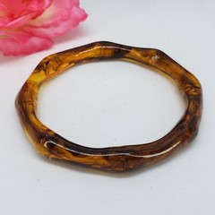Amber Color Smoky Lucite Bamboo Bangle Bracelet