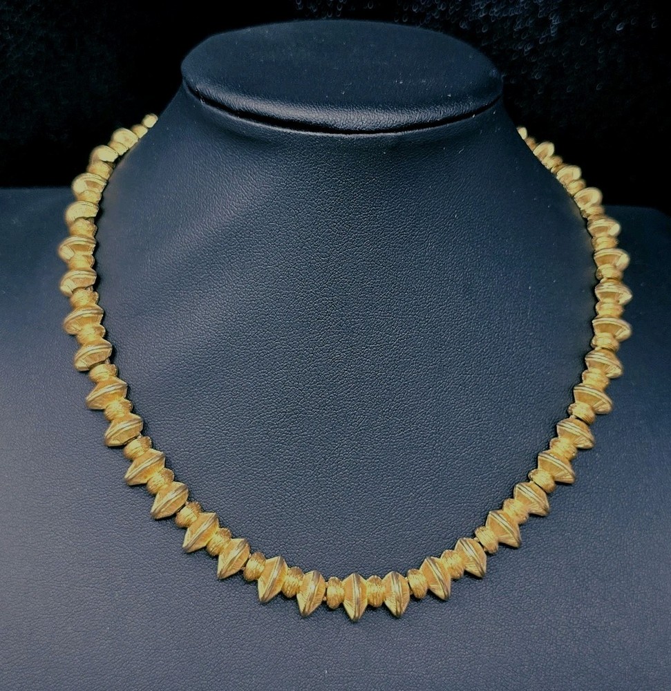 Rare Monet Gold Plated Choker Statement Necklace 16″ 1940s-1950’s Retro Spike