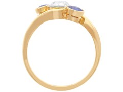 0.60Ct Sapphire and 0.51Ct Diamond 18k Yellow Gold Twist Ring Circa 1910