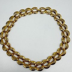 Vintage Napier Gold Tone Choker Link Chain Necklace Pat Number Mint