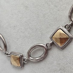 VINTAGE Premier Designs Matte Silver and Gold Link Mixed Metal Necklace