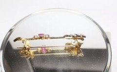 0.68ct Rose Cut Diamond Ruby Antique Victorian Look 925 Silver Wedding Brooch