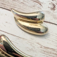 Vintage Earrings For Pierced Ears – 1 & 5/8″ Double Swish – Fair Condition