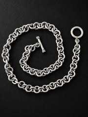 Luxury Vintage Mexico .925 Sterling Silver Heavy Rolo Link Chain Necklace 55 g