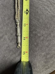 Gold Tone Tassel Pendant Flat Back Necklace 14.75” Long Barrel Clasp VTG