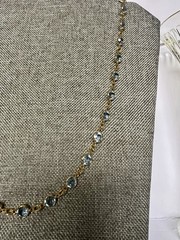 Vintage Austrian Crystal USA Blue Color Crystal Bezel Necklace