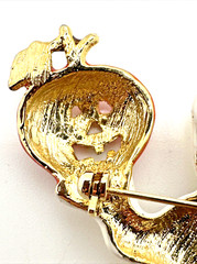 Vintage Halloween Ghost Brooch Enamel Pumpkin Jack O Lantern Statement Pin 2×2″