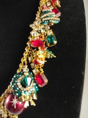 Lunch at the Ritz Christmas Tree Wreath Candy Cane Red Green Gold Blue Necklace