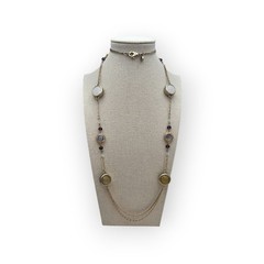 Blue Cabochon & Neutral Stone Long LOFT Necklace – Romantic Classic Chic