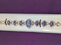Vintage Avon Blue Gemstone Swivel Watch Bracelet Silver Tone