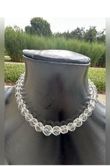 Vintage Victorian Rock Crystal Beaded with Sterling Silver Clasp 16” Necklace