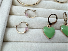 6 Pairs Gold Tone Green VTG Pierced Earrings LOT Enamel 1980s 1990s modern y2k