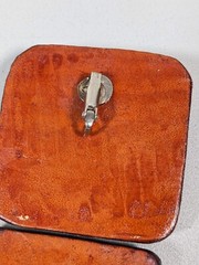 Vintage Unique Brown Leather Wrapped Wood Look Square Large Clip Earrings