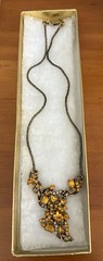 Vintage Signed Hollycraft Topaz Rhinestone Necklace Copyright 1953