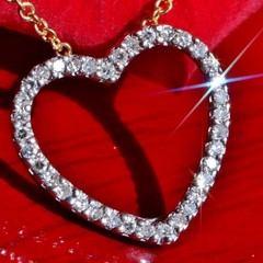 14k white gold pendant 0.09ct natural diamond open heart charm 0.66gr N2744A