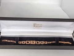 Vintage 1990-s Rolled Gold Zircons Bracelet- Hallmarked 585 RG!!