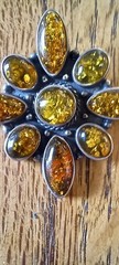 VINTAGE BALTIC AMBER STERLING SILVER BROOCH