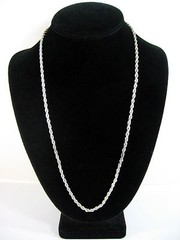 Revlon ROPE NECKLACE Vintage Twisted Silvertone 24″ CHAIN Costume Jewelry Signed