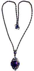 VINTAGE🇺🇸1928 PURPLE+BLUE AUSTRIAN CRYSTAL BLACK GUNMETAL NECKLACE LN✨VTG✨HTF