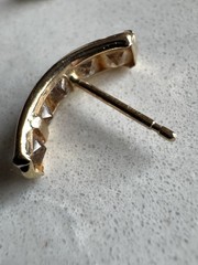 SINGLE Earring “585” 14k Yellow Gold CZ Channel Set Curve Partial Hoop