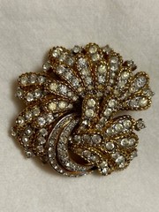 Vintage Jomaz Flower Pave Rhinestone Brooch