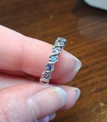 Vintage SETA Sterling Blue CZ/Topaz(?) Eternity Ring 2.9g Size 7 See Pics/Desc