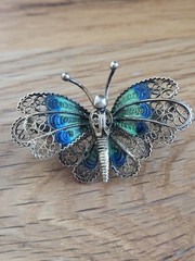 800 European Silver STUNNING BUTTERFLY Brooch. Vintage. Artistic.
