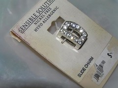 Estate Sensible Solutions Nickel Free Rhinestone Encrusted Thick Silvertone Init