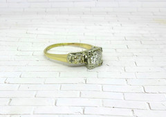 .50 ctw Diamonds European Cut 14k Yellow & White Gold Antique Engagement Ring