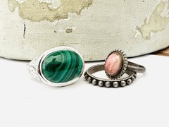 Designer Signed Sterling Silver 925 Ring Malachite