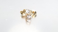 Vintage Estate 14K Solid Yellow Gold 0.5ct Cubic Zirconia Stud Earrings 4mm