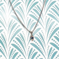 14K Solid White Gold Natural Blue Sapphire Reflect Pendant Necklace