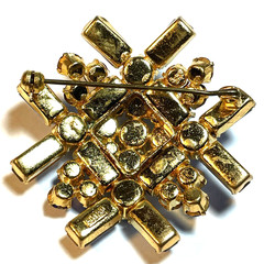VINTAGE AUSTRIA MINT BLUE RHINESTONE TIERED STARBURST BROOCH PIN MCM JEWELRY 50S
