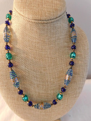 Murano Art Glass Beaded Necklace and Earrings Vintage Set