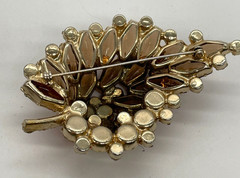 Verified Juliana Topaz Orange yellow coffin Hexagon Rhinestones Leaf brooch