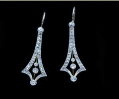 Art Deco Style Lab-Created Diamond Dangle/Drop Retro Woman’s Earrings 925 Silve