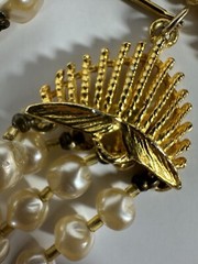 Vintage Necklace Multistrand Simulated Pearl Collar Rondelle Statement 16-18 in