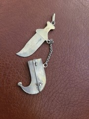 Vintage Arabic Dagger Pin Sword Brooch Unk Silver Tone