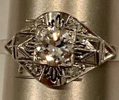 High End Vintage Solid Platinum 10% Iridium Diamond Ring! VS G-H Antique Estate