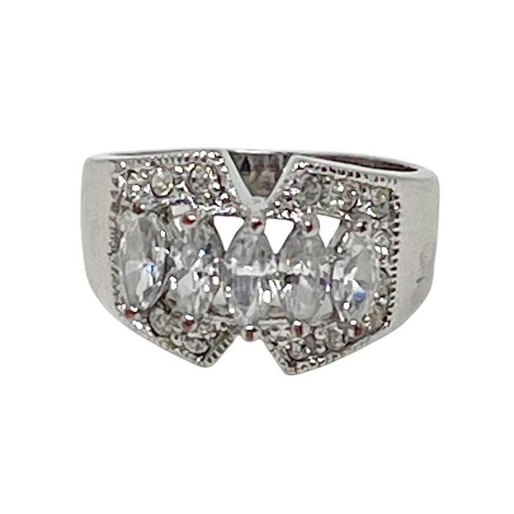 Vintage 90s Women’s Marquis Faux Diamond Ring Size 7.5 Art Deco Style Untested