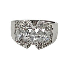 Vintage 90s Women’s Marquis Faux Diamond Ring Size 7.5 Art Deco Style Untested