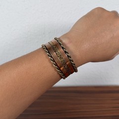 Vintage Multi Strand Brass and Copper Metal Twisted Detail Cuff Bracelet