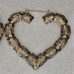 VTG Large Heart Hoop Statement Earrings Lightweight Hollow Gold Tone 2.75 Love