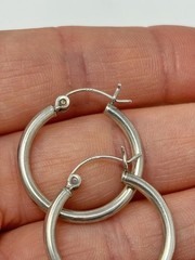 Vintage 925 Sterling Silver 2.5mm Hollow Tube Hoop Earrings 1″