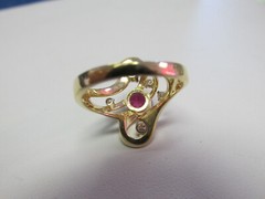 Beautiful Pink Tourmaline and Diamond Ring 14k Gold Size 7.5 MAKE OFFER