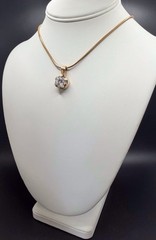 925 Sterling Silver Gold Vermeil 18” Chain Italy 10mm Crystal Pendant